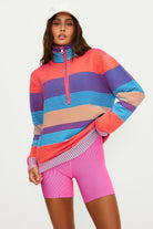 Striped Colorful Quarter Zip Sweater