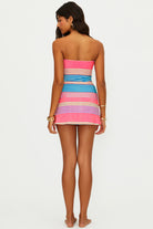 Vibrant striped mini skirt with metallic shimmer