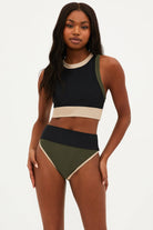 High Waist Ribbed Color Block Bottom 