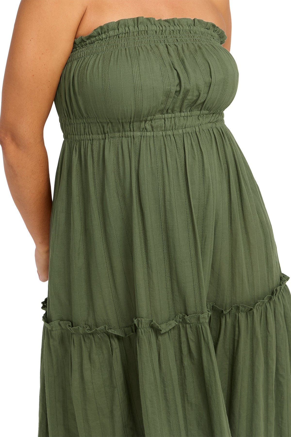 Dark Green Strapless Maxi Dress 