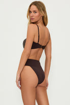 Rhinestone studded bandeau top with removable straps in brown