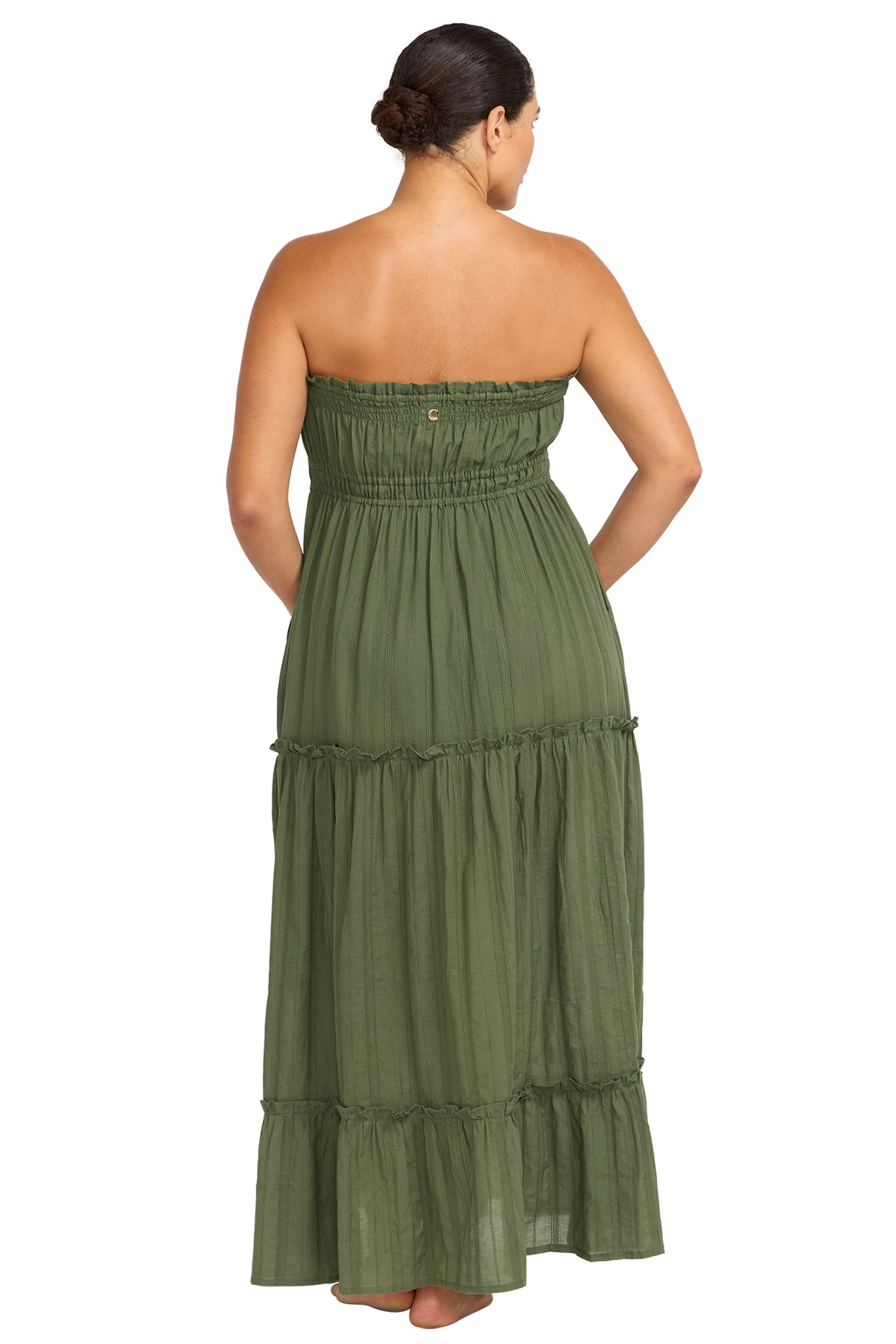 Dark Green Strapless Maxi Dress 