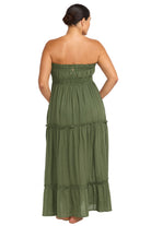 Dark Green Strapless Maxi Dress 