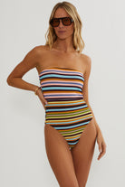 Multicolor striped one piece with removable straps