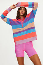 Striped Colorful Quarter Zip Sweater