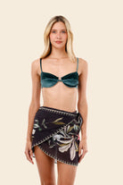 Short black floral sarong