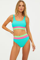 Ribbed sporty bikini top with a scooped neckline