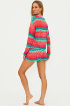 Drawstring knit shorts in multicolor