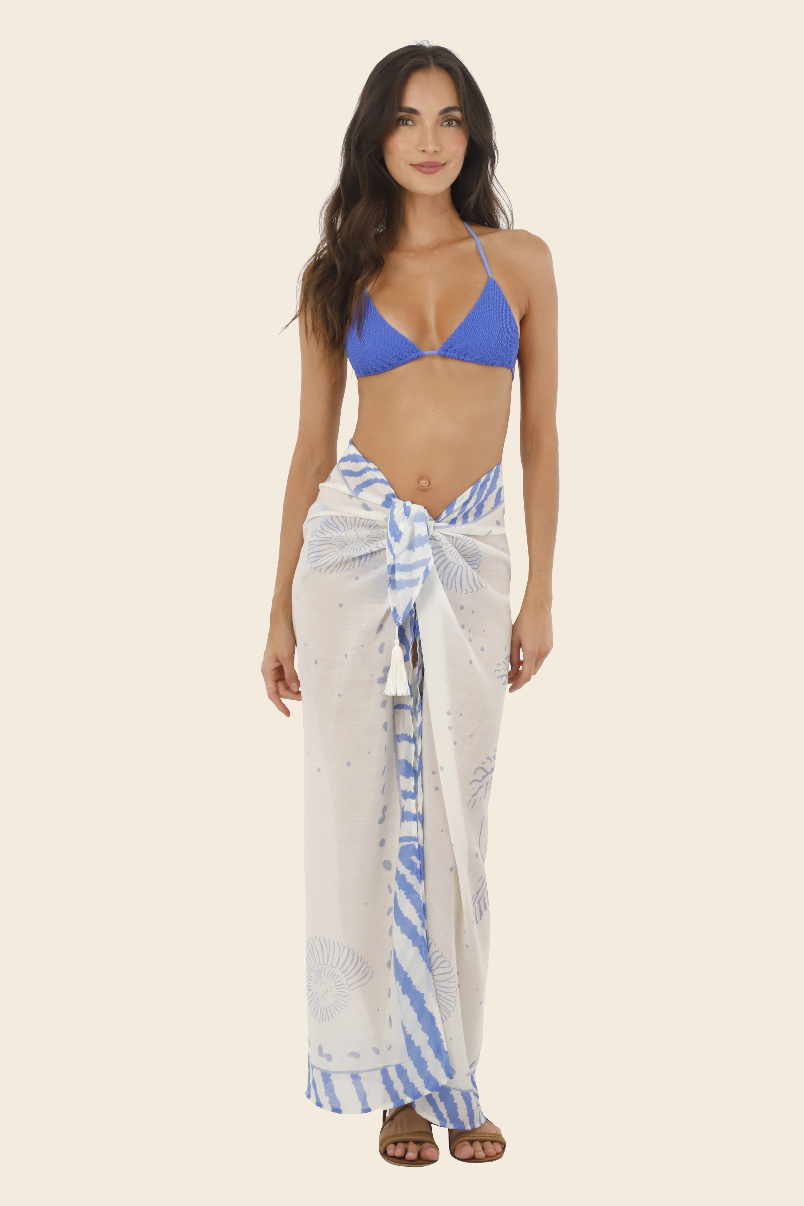 Tasseled long printed sarong