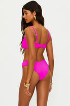 Ribbed Pink V-Cut Bikini Bottom