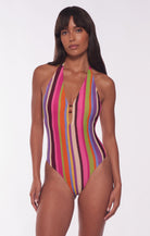 Striped Halter One Piece