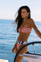 American themed bikini bottom with red, white, and blue stripes
