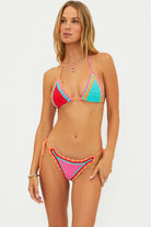 Adjustable crochet triangle top in bright multicolor