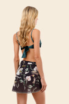 Short black floral sarong