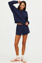 Navy shorts with red stars