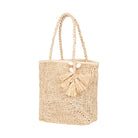 Crochet Raffia and Metallic Thread Tote with Shell Tassel