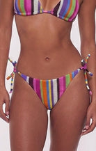 Striped Multicolor Tie Side Bikini Bottom