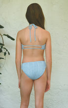 Textured kids bikini set in light blue
