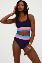 Ribbed bottom with a high waist fit and color blocking