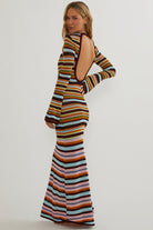 Multicolor Striped Dress With Long Sleeves