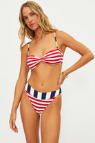 American themed bikini bottom with red, white, and blue stripes