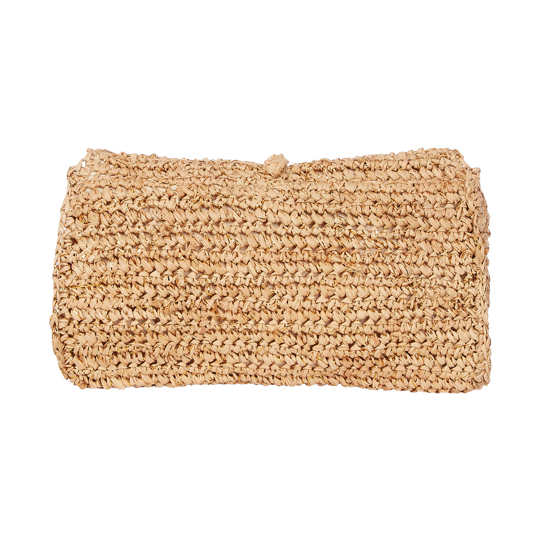 Raffia clutch with seashell adornment