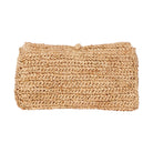 Raffia clutch with seashell adornment