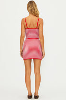 Red and white striped mini skirt