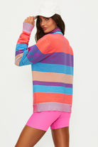 Striped Colorful Quarter Zip Sweater