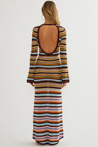 Multicolor Striped Dress With Long Sleeves
