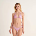 Pink Shell Print Triangle Bikini Top 