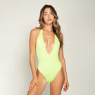 Bright Green Plunging One Piece 