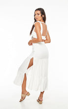 Smocked Back Tie Shoulder Ivory Top