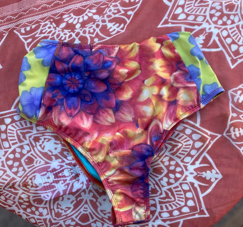 High waisted floral print bikini bottoms