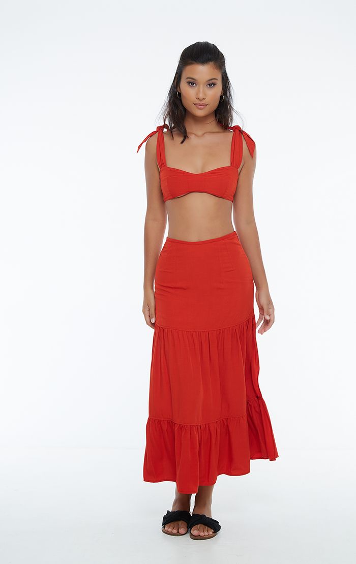 Red Smocked Bralette