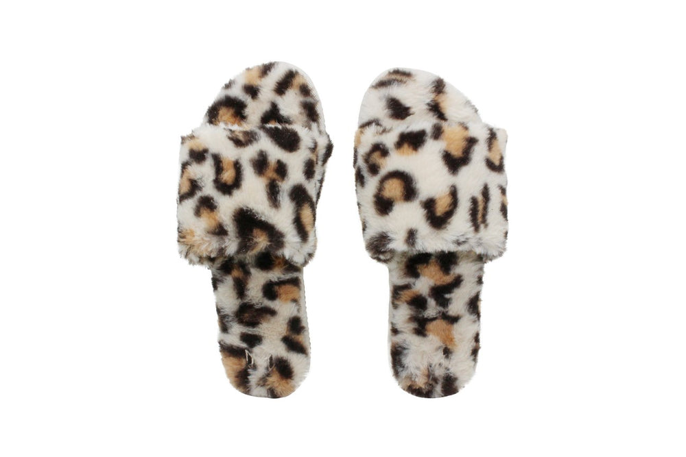 Leopard Print Fur Slippers
