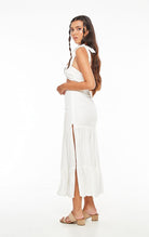 Smocked Back Tie Shoulder Ivory Top