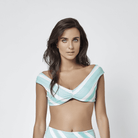 Teal striped scoop neck