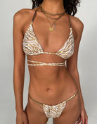 Cinched Cheeky Gold Detailed Bikini Bottom