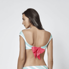 Teal striped scoop neck
