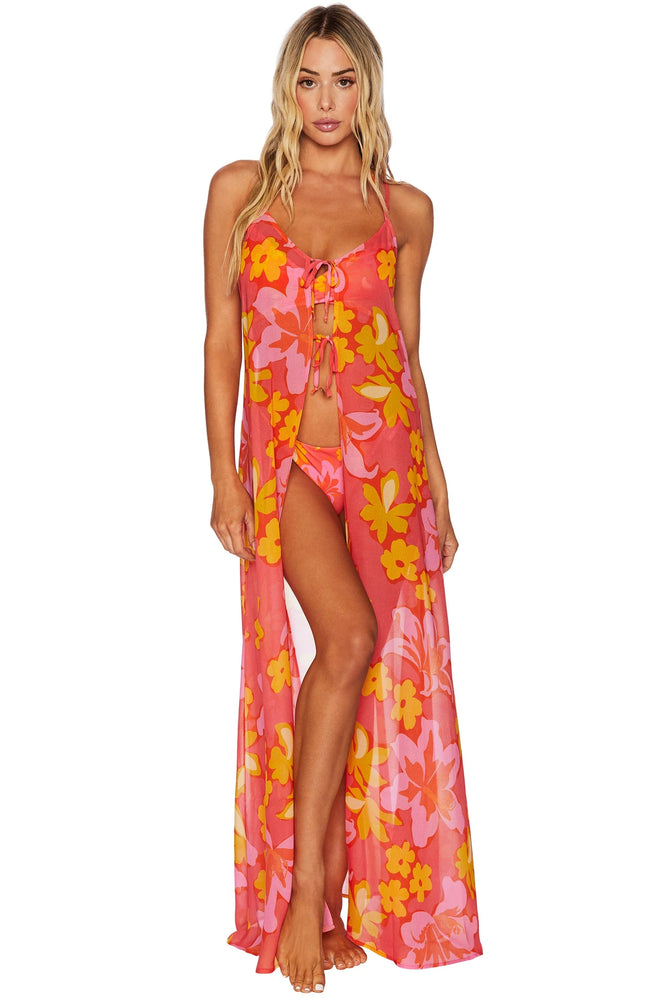 
                  
                    Sheer Floral Print Maxi Coverup Dress
                  
                