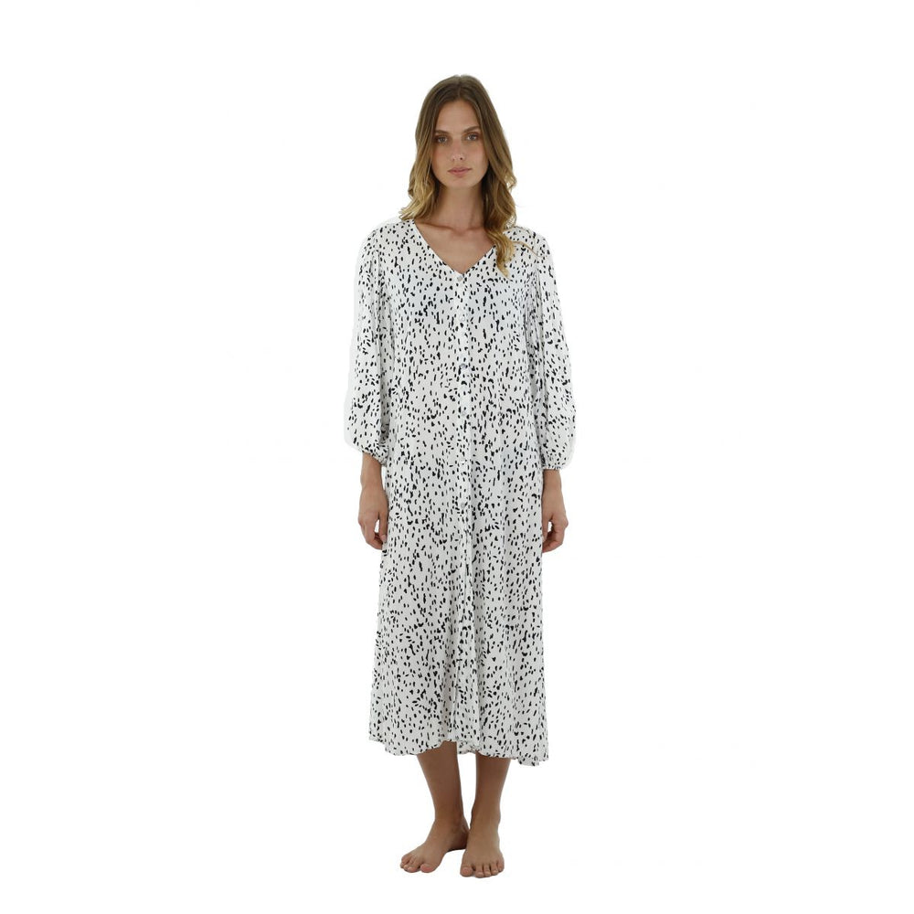 Long Sleeve Printed Cover Up Dress