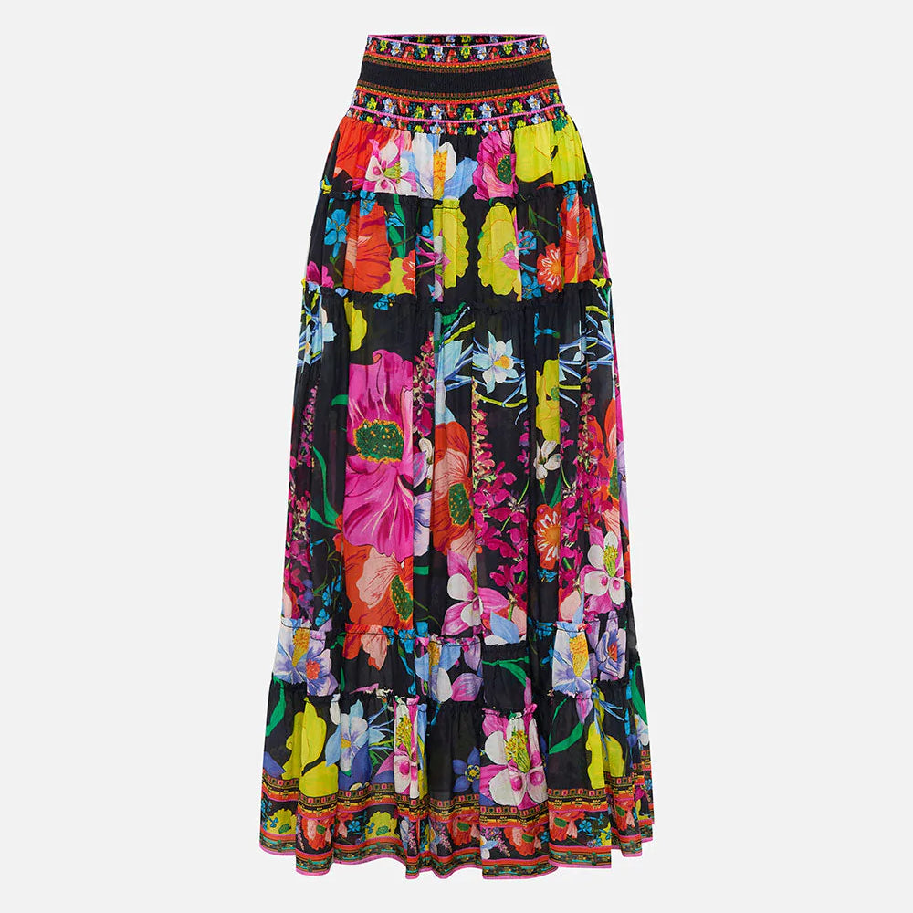 
                  
                    Bright Floral Print Tiered Skirt
                  
                