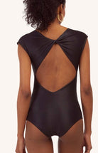 Embroidered black one piece