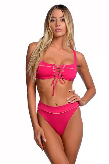 
                  
                    Hot pink high wasited reversible bottoms
                  
                