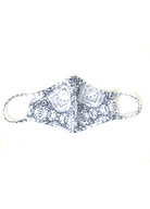 White Face Mask With Blue Print