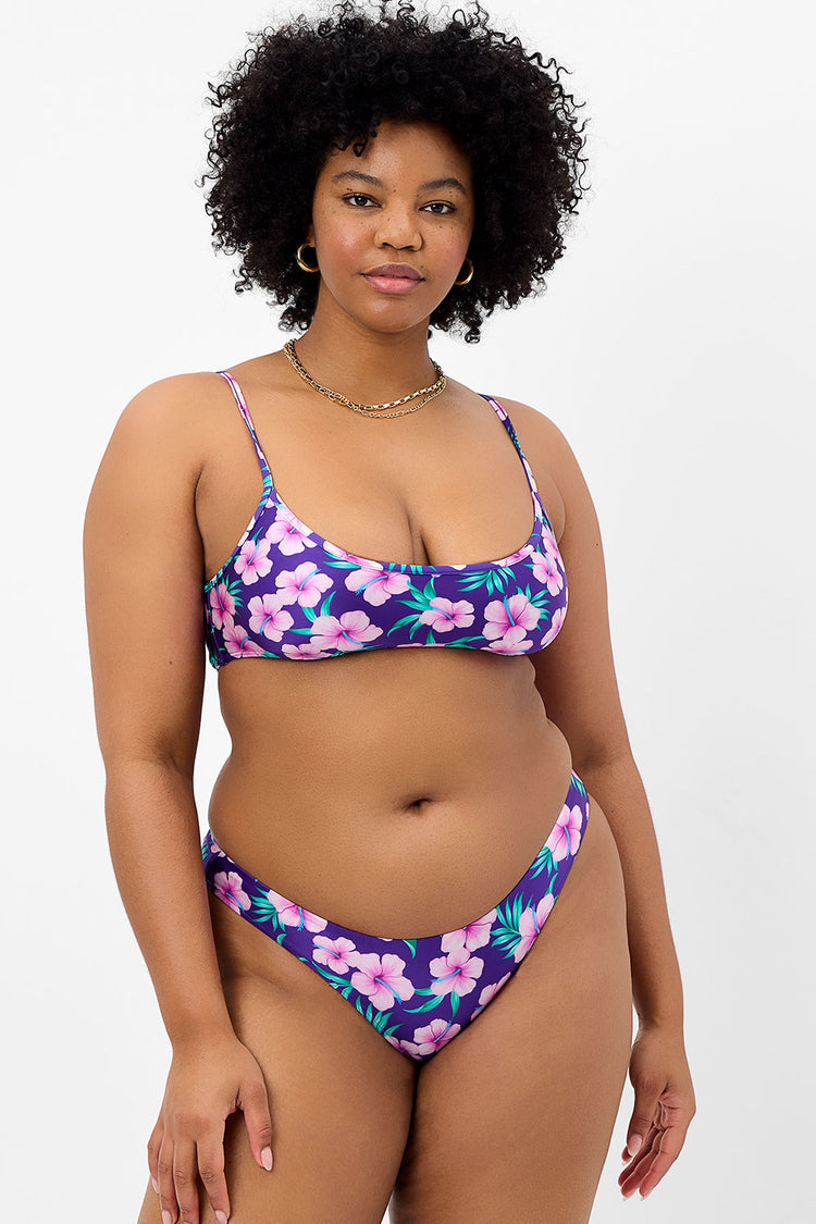 
                  
                    Purple Floral Print Scoopneck Bikini Top
                  
                
