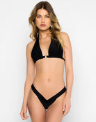 Black Ribbed Skimpy Bikini Bottom