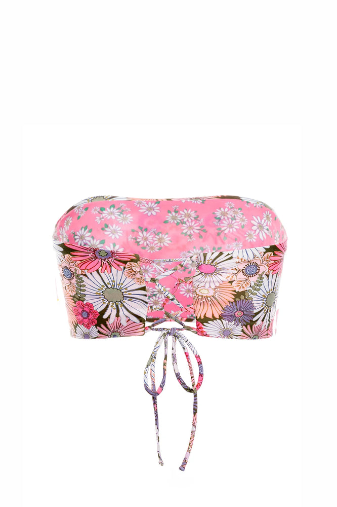 
                  
                    Embroidered Floral Print Bandeau Bikini Top
                  
                