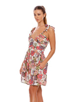 Short Floral Print V-Neck Dress